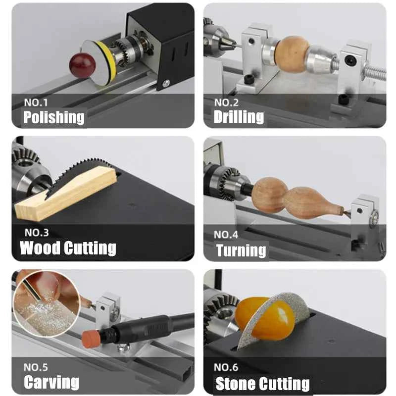 Mini Lathe Machine by [Brand Name] - Versatile Woodturning & Polishing Tool, Adjustable for Creative Projects, 110V-240V