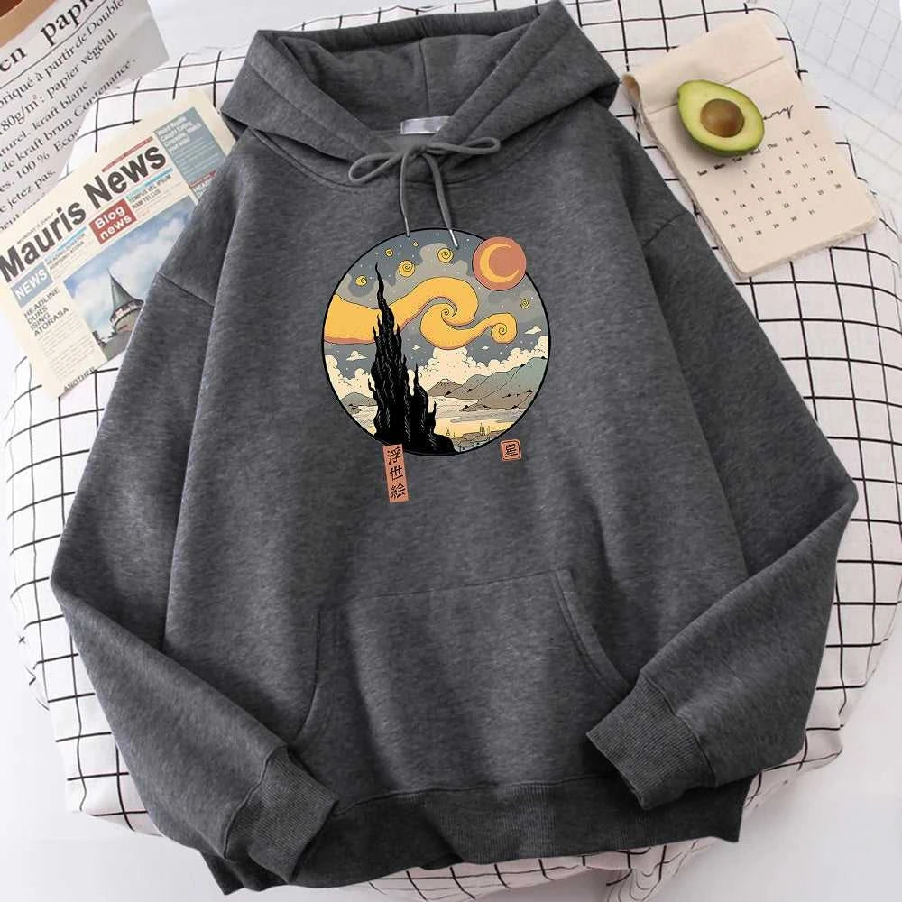 Starry Ukiyo-E Night Printing Hoodie Men Fashion Comfortable Hoody Autumn Fleece Sweatshirt Casual Warm Pullover Tops The jack market .AU The jack market .AU Men Fashion $ 37 14:771#Beige;5:4182