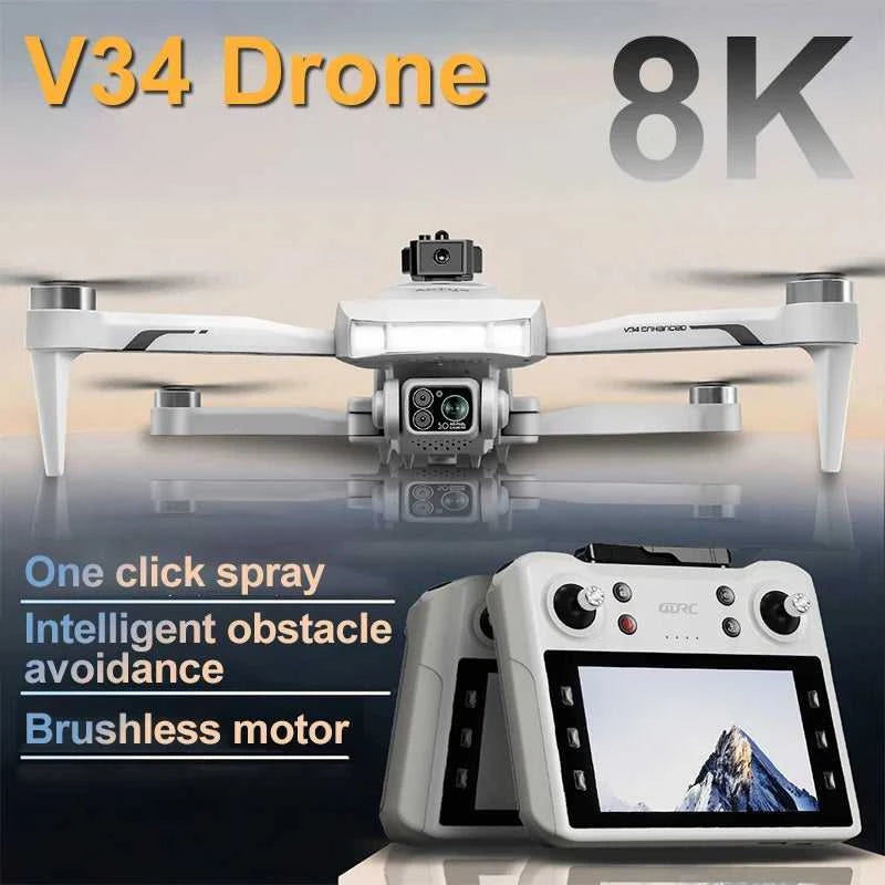 4DRC New V34 Drone 8K Profesional 4K HD Camera Brushless Motor Obstacle Avoidance Foldable Quadcopter Aerial Optical RC Toy The jack market .AU The jack market .AU Drones $ 169 14:10#GPS-8K-1Battery