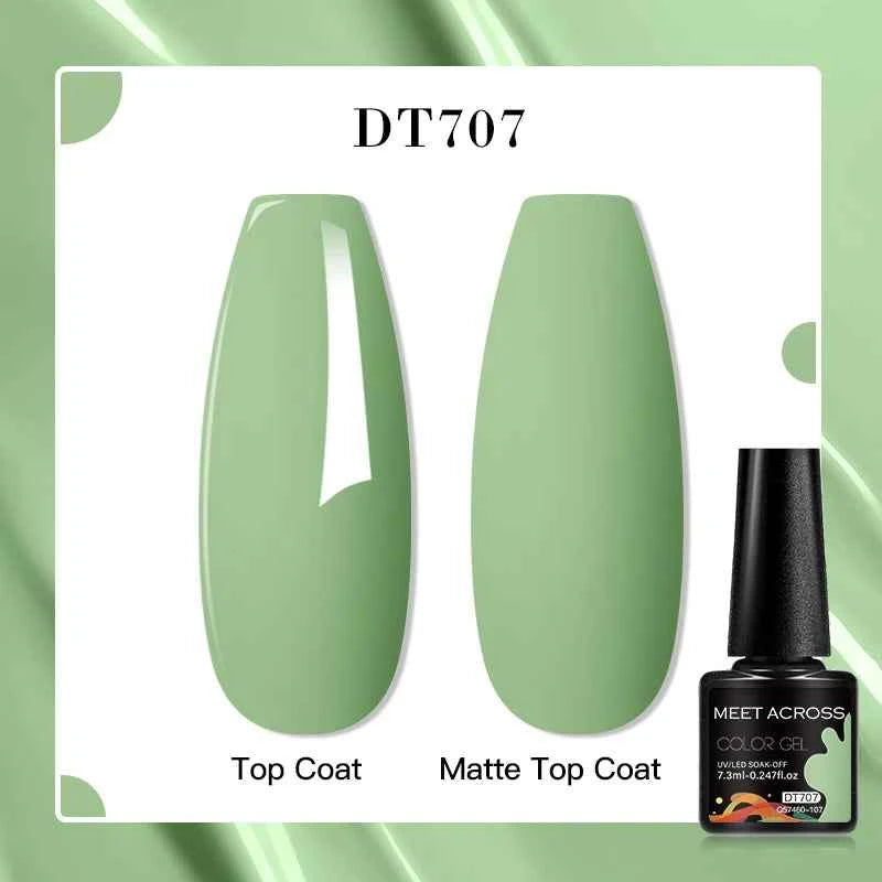 MEET ACROSS 7.3ml Gel Nail Polish Vernis Summer Simple Green Series UV Gel Nail Varnish Semi Permanent Nail Art Manicure