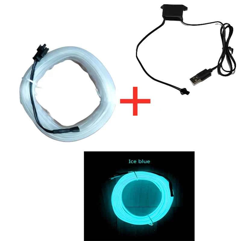 Car Ambient Lamp LED Neon Cold Light Auto Interior Mouldings Atmosphere Lights Refit Decoration Strips Shine Usb/Cigarette Drive