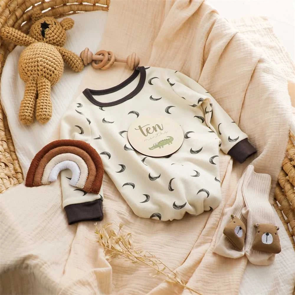 Baby Bear Milestone Number Monthly Memorial Cards Newborn Birthday Gifts Souvenir Newborn Birth Photo Photography Accessories