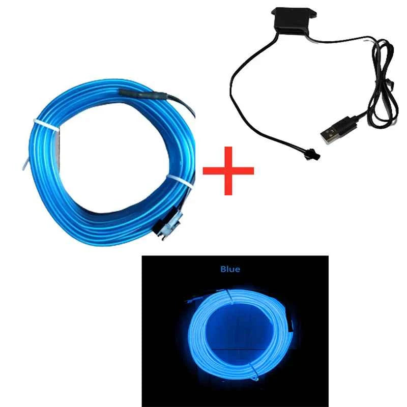 Car Ambient Lamp LED Neon Cold Light Auto Interior Mouldings Atmosphere Lights Refit Decoration Strips Shine Usb/Cigarette Drive