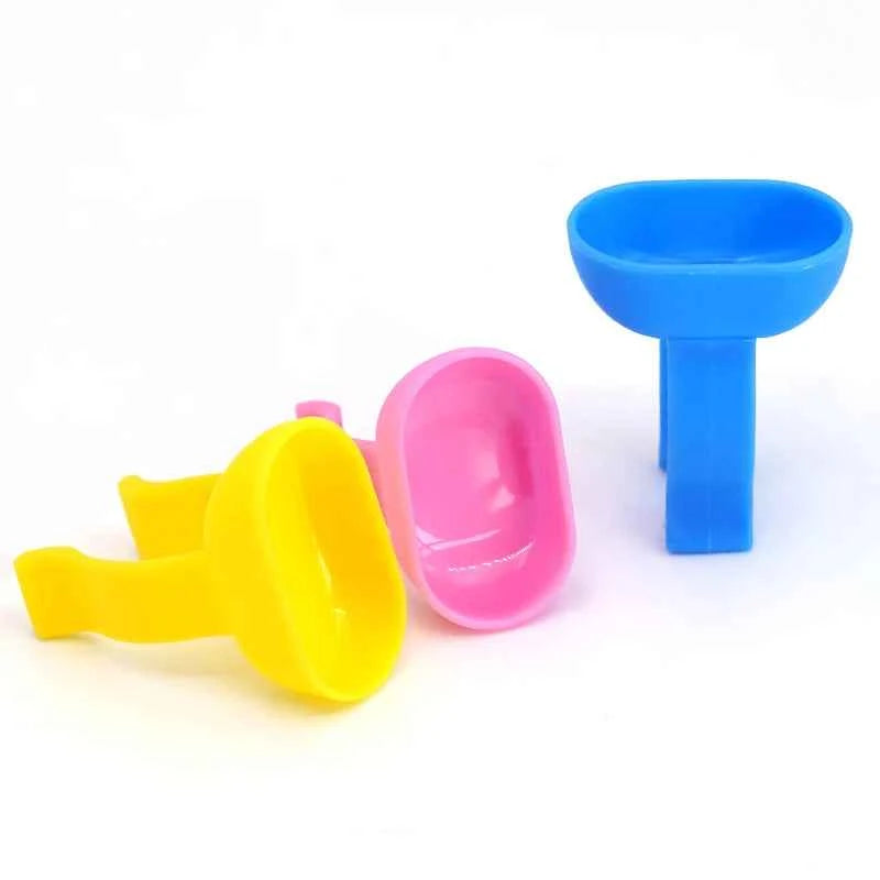 10pcs Dental Mixing Finger Ring Bowl Cup Plastic Silicone Holder Random Color Dappen Dish Prophy Paste Rings Handy Tool
