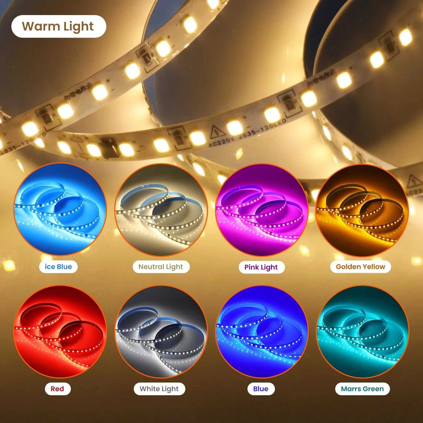 220V LED Strip Light 5m 10m 20m 50m Flexible LED Tape 2835 120LEDs IP44 Waterproof Light Bar White Warm Natural Ice Blue Pink The jack market .AU The jack market .AU Home $ 54 136:10#red;200007763:201336100;380:201301155