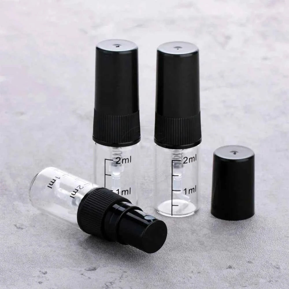 20/50/100pcs 2ml 3ml 5ml 10ml Mini Transparent Glass Perfume Bottle Atomizer Empty Glass Vials Mist Spray Glass Travel Bottle