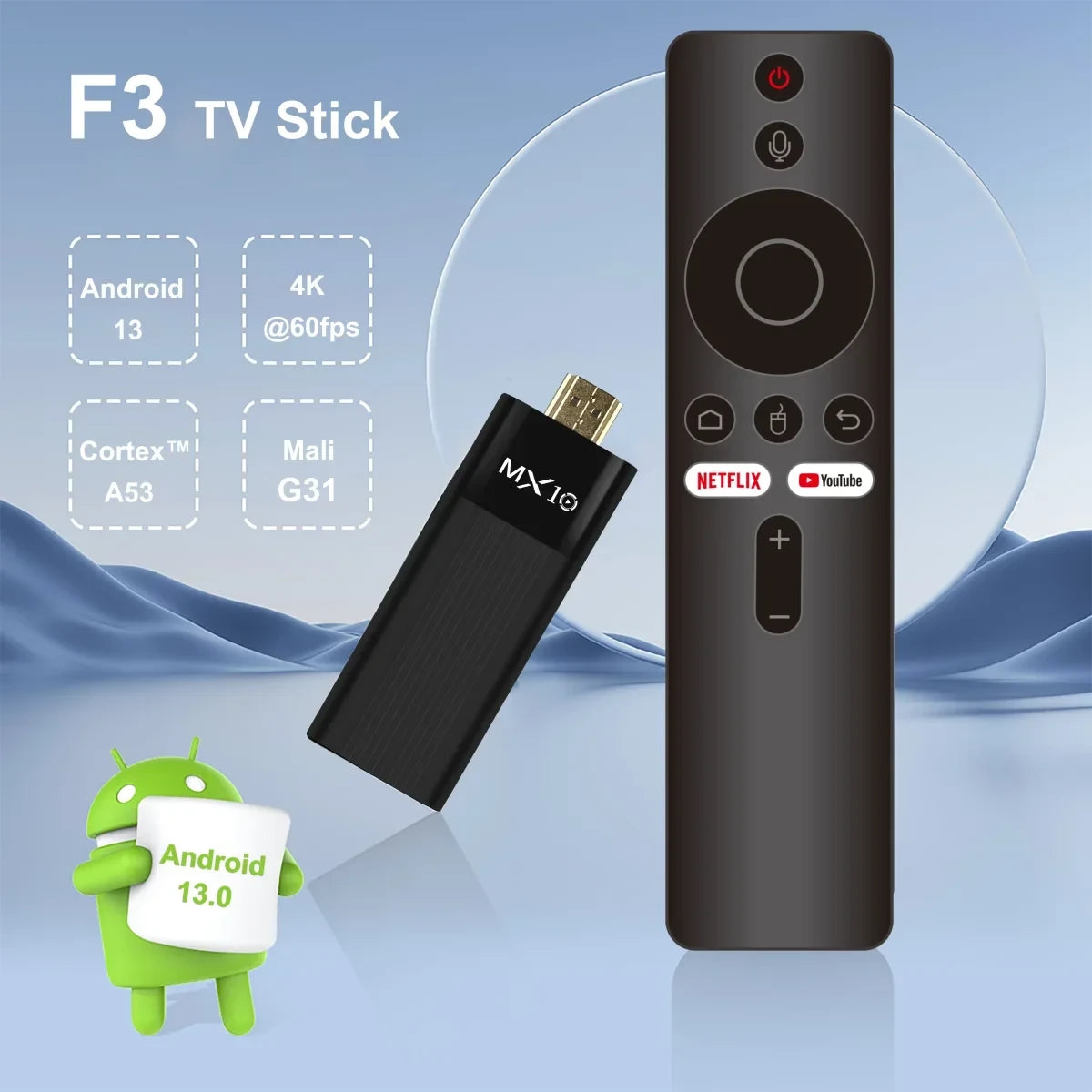 Ultra HD 4K Android TV Stick MX10-F3 Stick Mini Home TV Stick H313 Quad Core Support 2.4/5G Dual Wifi 2GB RAM 16GB ROM The jack market .AU The jack market .AU Home $ 83 14:193