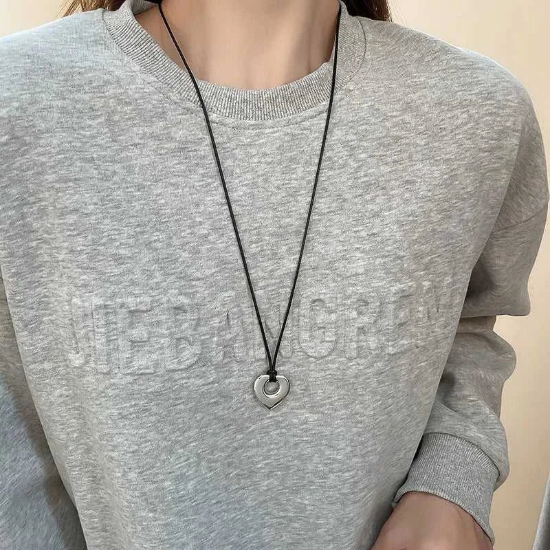 Fashion Spiral Heart-Shaped Pendant Necklace for Women Adjustable Long Black Wax Rope Clavicle Chain Charm Couple Birthday Gift The jack market .AU The jack market .AU Jewellery & Chains $ 48 200001033:200003757#5