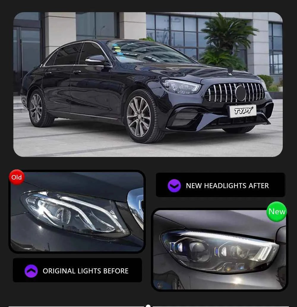 TYPY Car Lights For Benz E-Class W213 Headlights 2016-2023 LED Lamps Daytime Running Lights Dynamic Turn Signal Auto Accessories