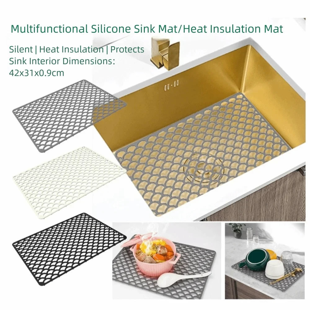 New Silicone Sink Protector Mat Anti Slip Multi Functional Non-slip Sink Mat Heat Resistant Foldable Dishes Drying Mats Kitchen The jack market .AU The jack market .AU $ 60 14:202732816#42cm Grey