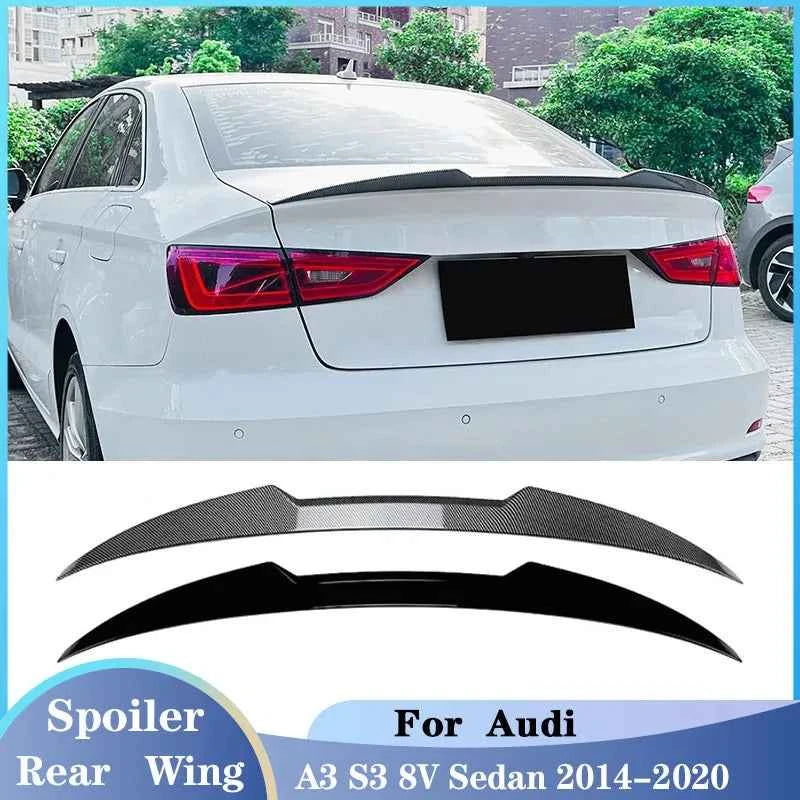 For Audi A3 S3 8V Sedan 2014-2020 Rear Trunk Tail Wings Fixed Wind Spoiler Tail Fin Body Kit Tuning Cars Accessories Parts