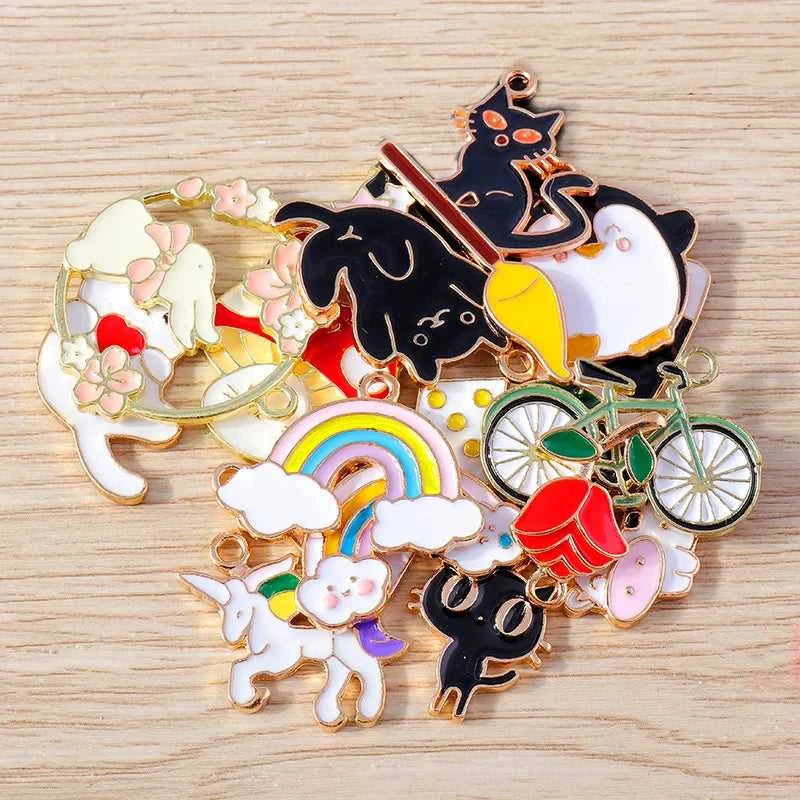 Tusember Mixed Gold Color Alloy Enamel Cute Heart Flower Fruit Charms Pendants For DIY Earrings Bracelet Jewelry Accessories The jack market .AU The jack market .AU Jewellery & Chains $ 50 200001033:200006253#random mix 20pcs