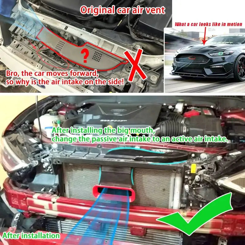 For Ford Mondeo Fusion MK5 Sedan 2013-2019 Big Mouth Air Inlet Tuyere Intake ABS Replacement Parts Auto Accessories