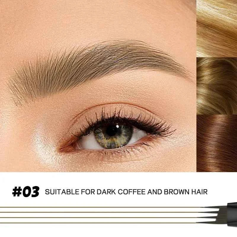 High Quality 24 Hour Four Forks Natural Water Resistant Liquid Eyebrow Pen Makeup Non-Blotting 4-Split Eyebrow Pencil Cosmetics
