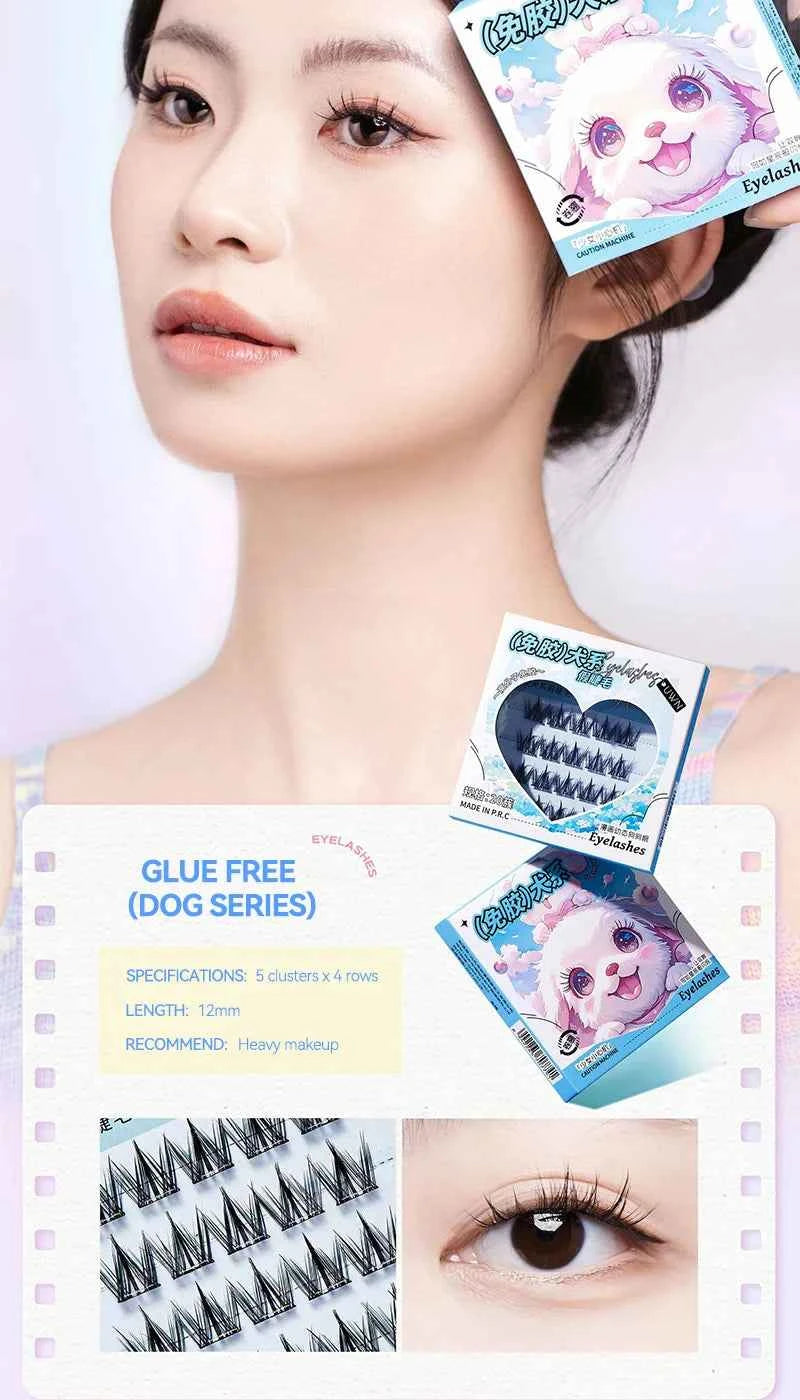 Animal Series No-Glue False Eyelashes - Natural Curl & Volume, Easy Application for Beginners