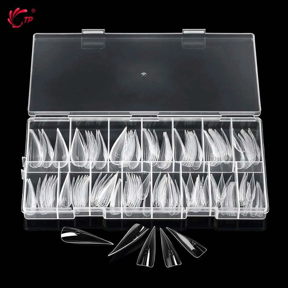 TP 150pcs New Clear Nail Dual Forms Hawk Claw Shape Poly Nail Gel Molds Full Cover False Nail Tips Extension Top Manicure Tools