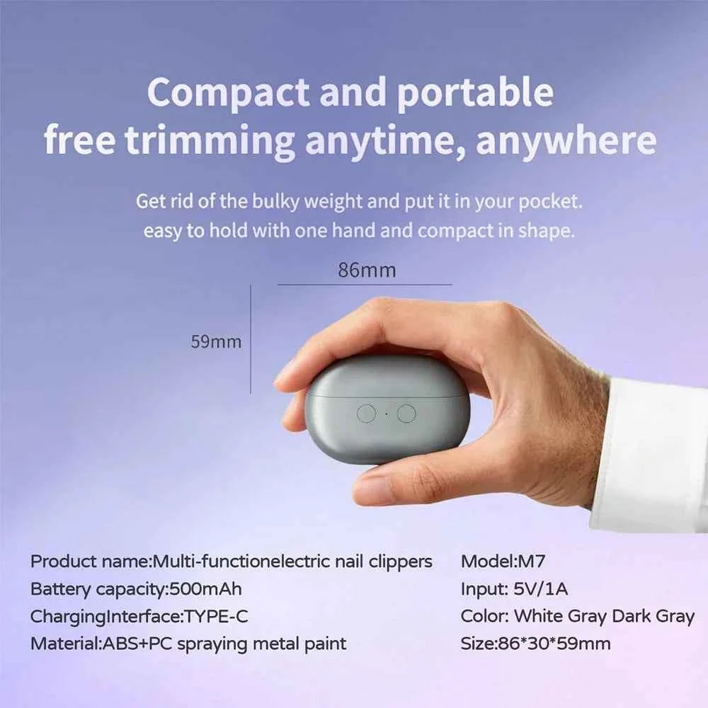 Rechargeable Electric Nail Clipper & Trimmer with Light - Portable Fingernail Cutter and Storage