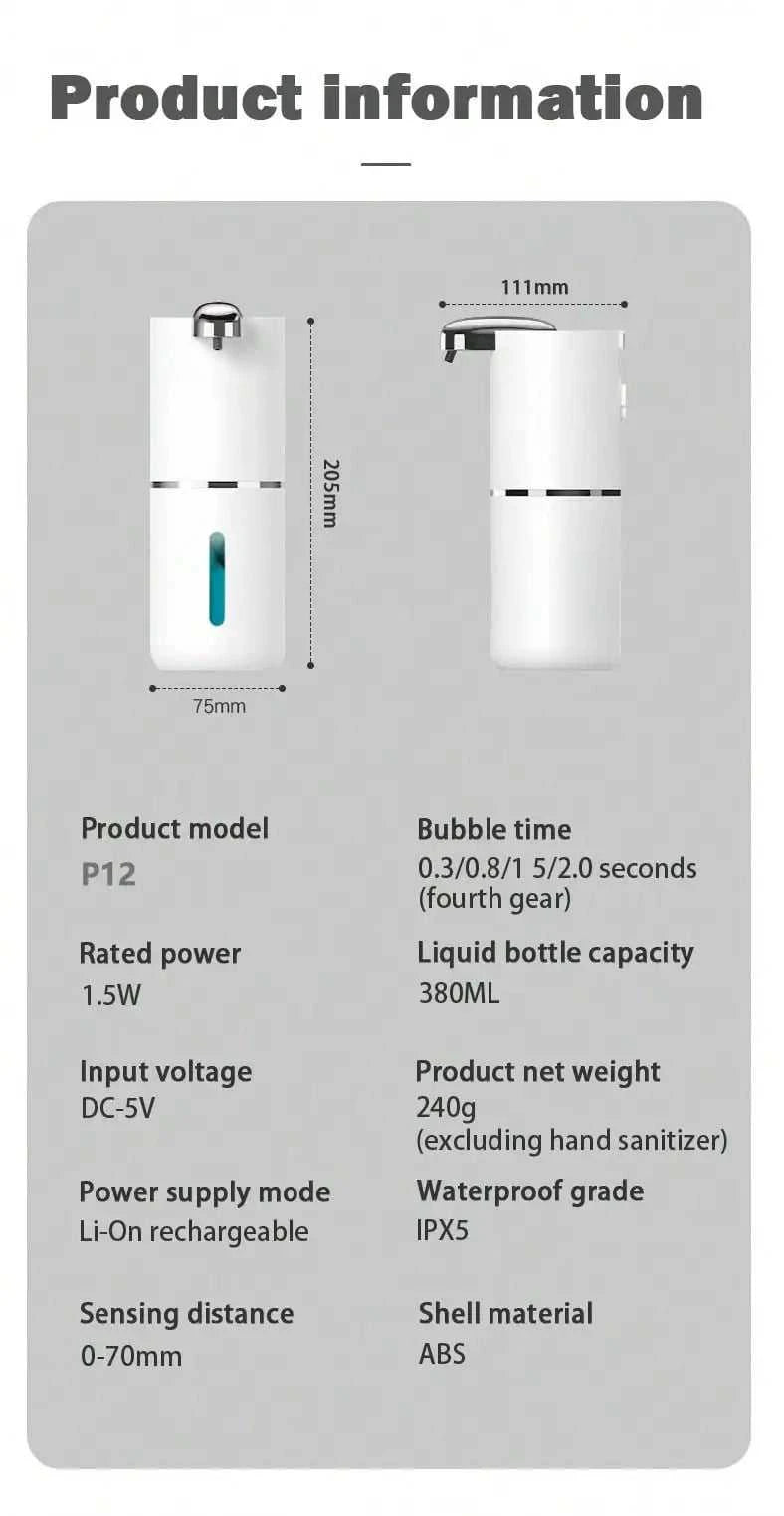 380ML Touchless 4-Gear Adjustable USB Rechargeable ABS Plastic Infrared Automatic Sense Soap Dispenser Hand Washing Pump Machine The jack market .AU The jack market .AU Home $ 72 14:29#White-Foam