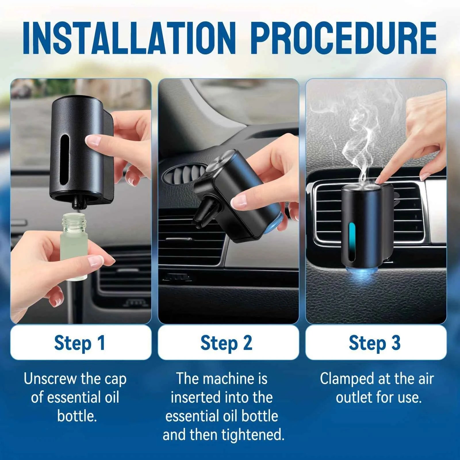 Car Air Freshener Electric Auto Aroma Diffuser Car Air Vent Essential Oil Mist Humidifier Fragrance Diffuser Aromatherapy