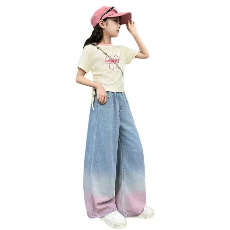 2024 Big Teens Girl Tencel Wide-Leg Jeans Kids Girls Gradient Color Pants Children Outwear Long Trousers Girl Clothing 4-12Years The jack market .AU The jack market .AU Mum & Kids: Essential Products for Every Family $ 48 14:771#model 1;200000463:200004207#150CM