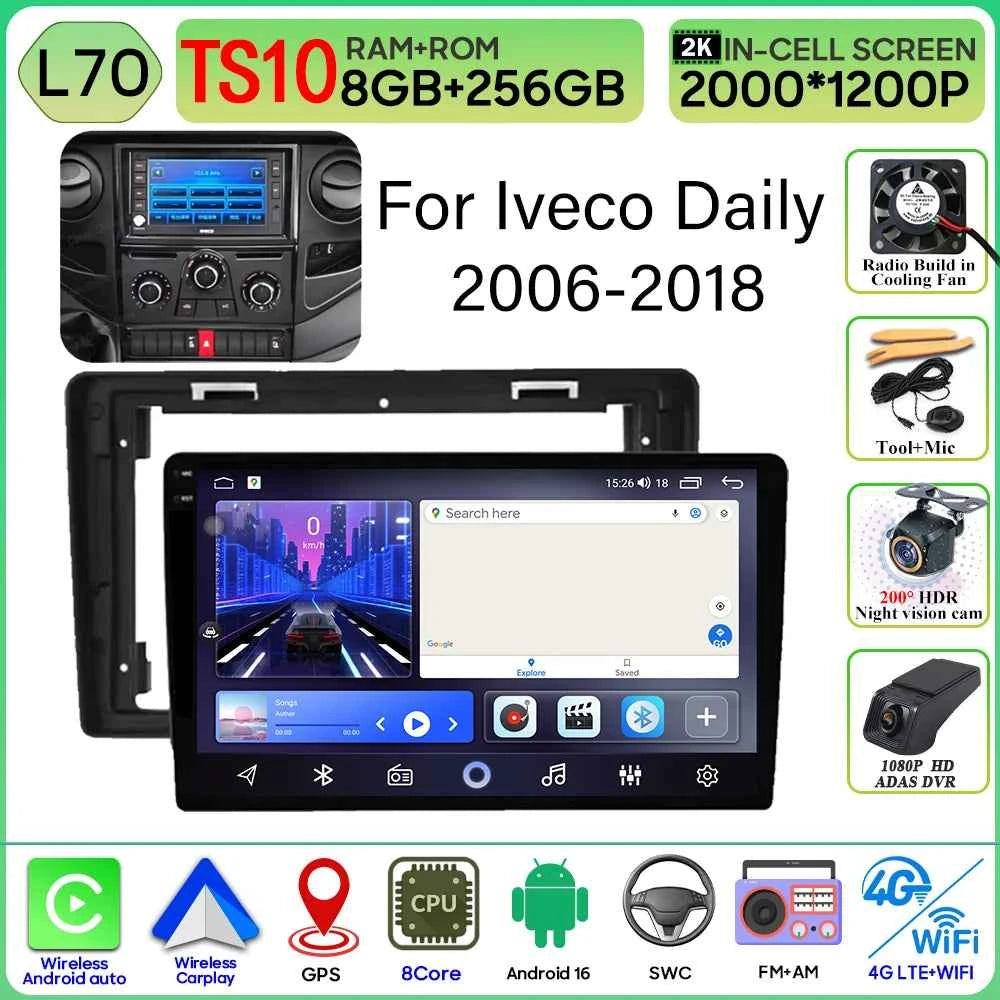 Android 16 Carplay For Iveco Daily 2006-2018 Video Car Radio GPS Navigation Car Monitor Autoradio No 2din Screen GPS DVD Video