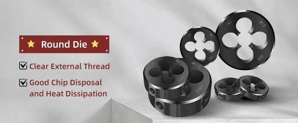 SIQICNC Round Dies ISO Right Hand Thread Tap HSS Tool M3-M20
