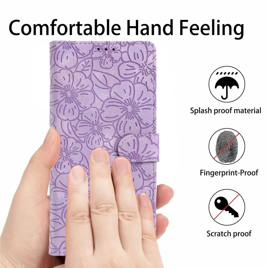 Edge Leather Flip Case for Motorola G73 G53 G13 G23 G62 G52 G32 G22 G31 G20 G41 - Cherry Blossom Design