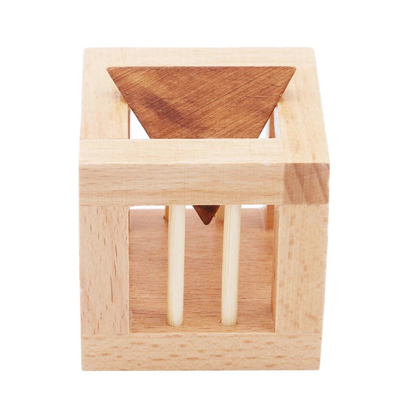 Wooden Puzzle 3D Unlock Brain Teasers Cage Apart Triangle Luban Lock Educational Intellectual Toys Juegos De Ingenio Y Logica