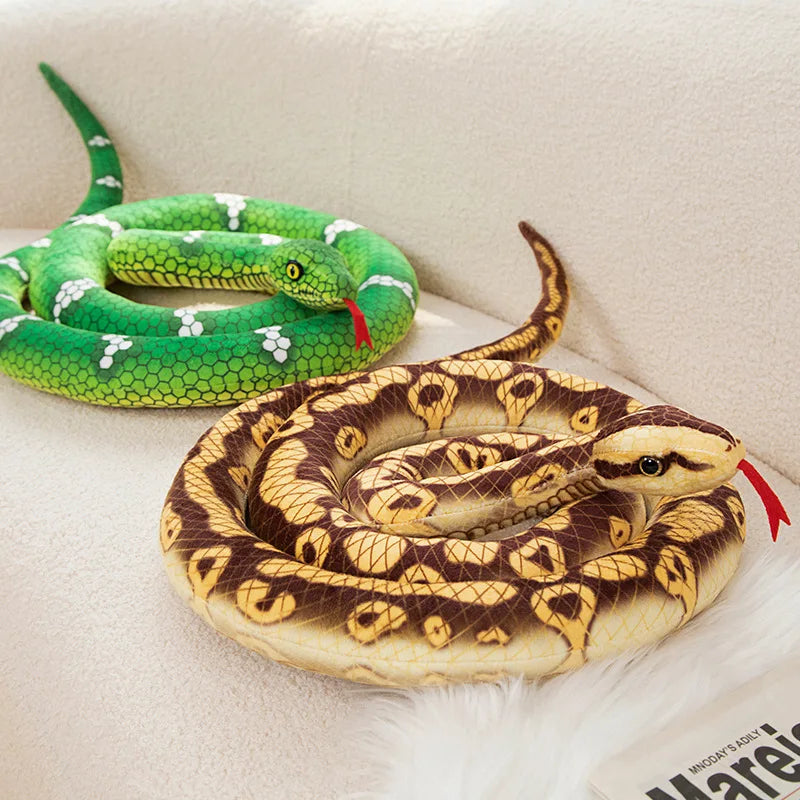 Realistic 190CM Rattlesnake Black Man Snake Bar Stuffed Plush Toys Funny Snake Doll Kids Mischievous Plush Dolls Festival Gifts