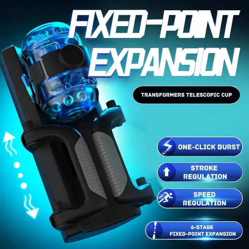 Easylove King Automatic Quickshot Male Masturbator Cup Electric Penis Stroking Telescopic Cock Stroker Auto Pocket Pussy Sleeve