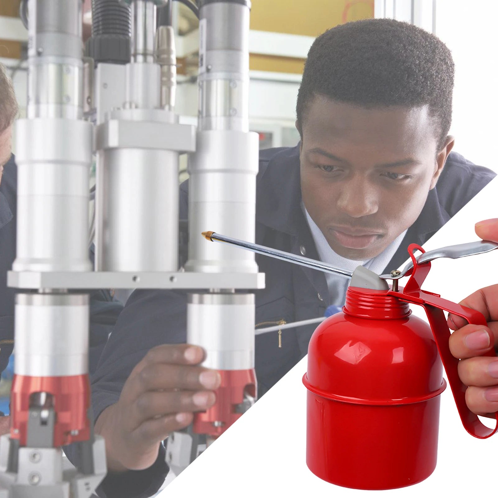Hand Pump Oiler Can Metal Oil Can Oil Pot with Spout Pump Oiler Industrial Home Vehicles Lubrication Lubricating Oil Can Garage