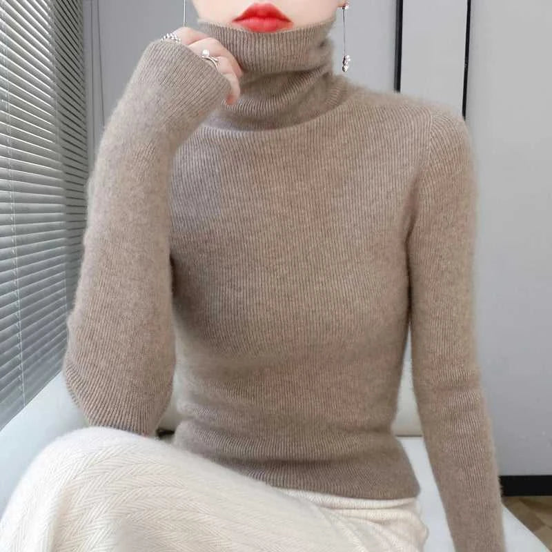 100% Merino Wool Long-sleeved Turtleneck Pullover Women's Autumn Winter Slim Sweater Basic Women's Clothes Cashmere Sweater The jack market .AU The jack market .AU Woman Fashion $ 75 14:1052#black;200007763:201336100;5:4182