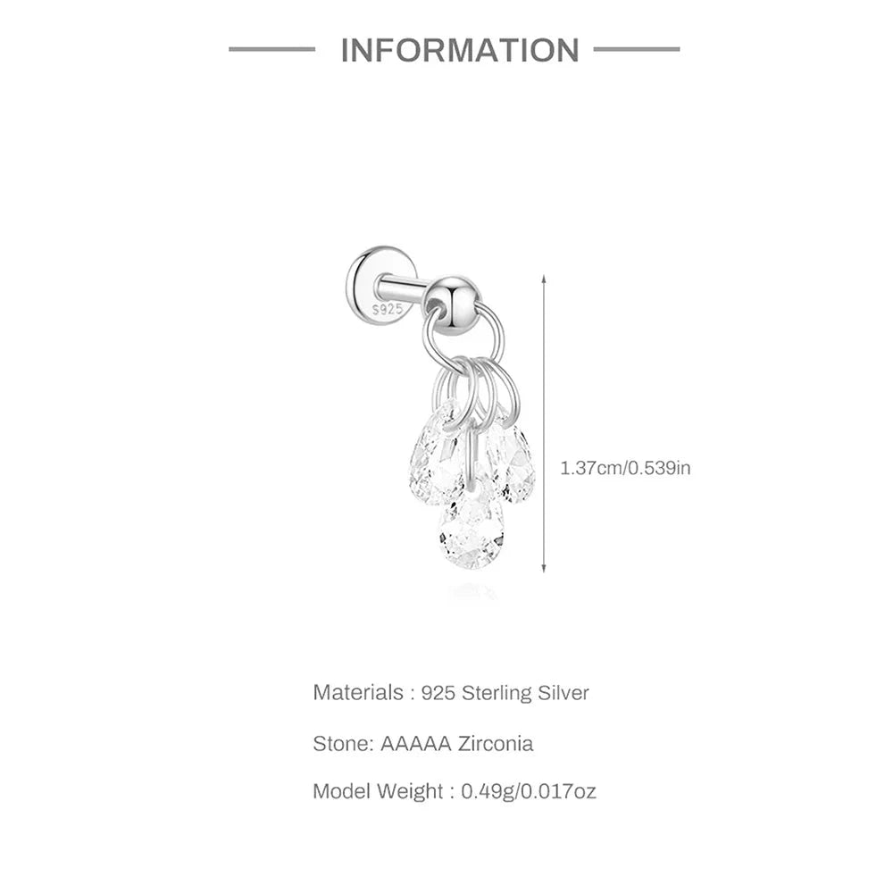 AIDE 925 Sterling Silver 1Pc Mini Shiny Heart/WaterDrop For Women Cartilage Piercing Earring INS Classic Pendant Tassel Gifts The jack market .AU The jack market .AU Jewellery & Chains $ 54 200000226:200006154#26;200001034:361180#1 piece