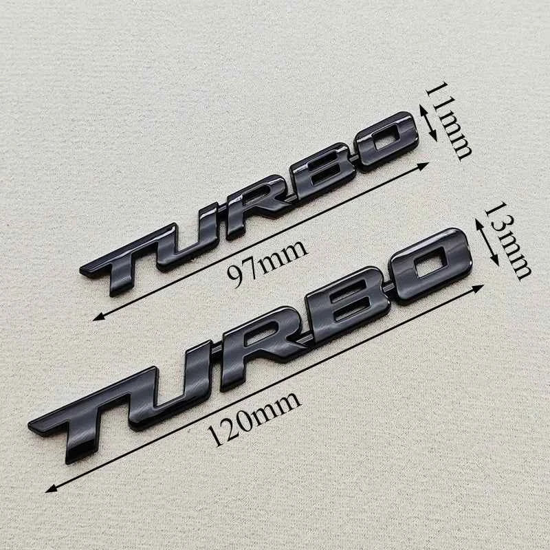 3D ABS Chrome Black Car Sticker Logo TURBO Fender Side Badge Rear Trunk Emblem Decals For Car Sport TURBO Universal Accessories
