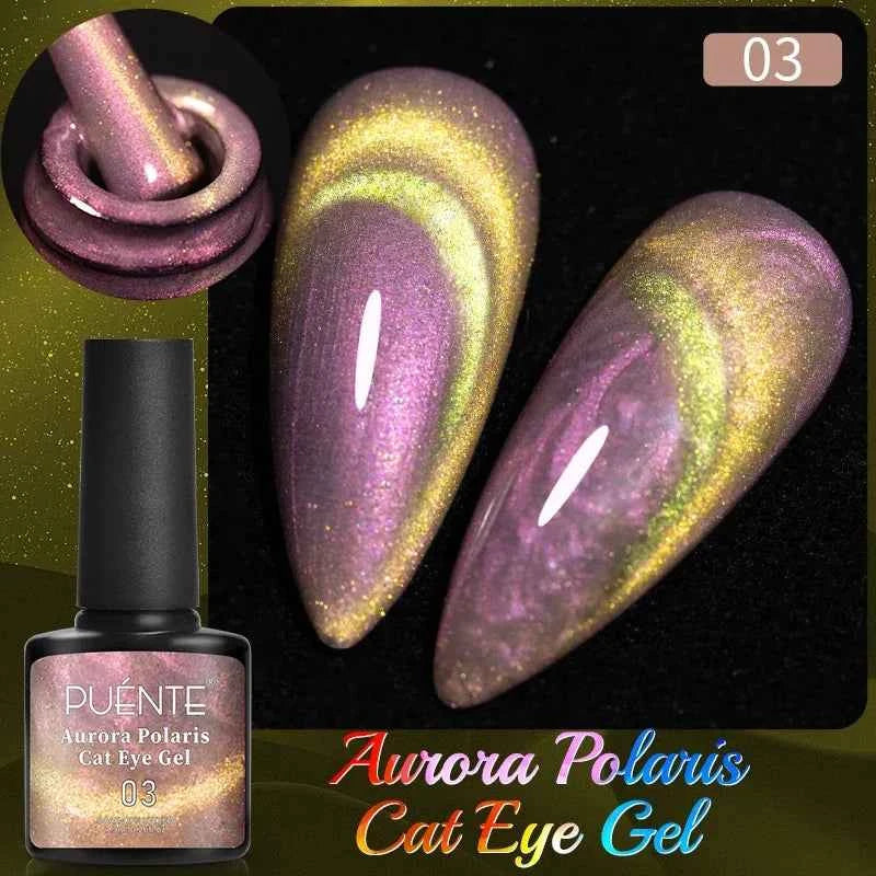PUENTE Cat Eye Magnetic Gel Nail Polish - Vibrant Starry Galaxy Effect, Soak Off UV, 7.5ML