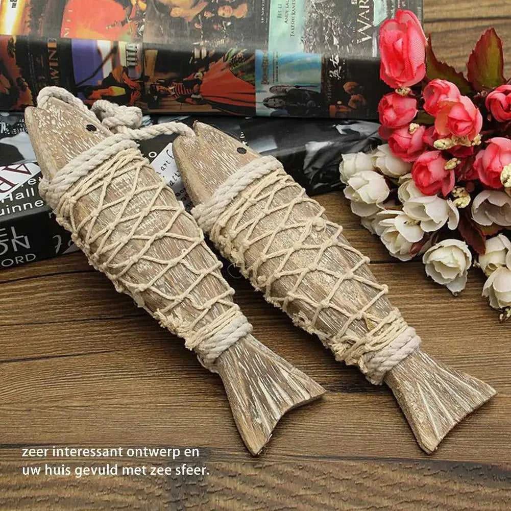 Fish Boho Decor 2-pieces Antique Wood Fish Sculpture with Fishing Net Aesthetic Art Decoration for Home Boats Balcony Pub The jack market .AU The jack market .AU Fishing Gear $ 26 14:10#A