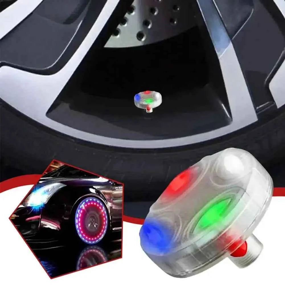 Solar powered car wheel hub lights ghost fire rainbow flashing decorative lights electric car valve lights motorcycle tire light