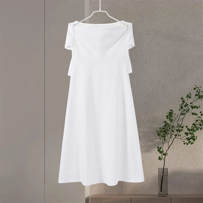 Elegant Pleated Sleeveless Long Dress Women White Slim Tube Party Dresses Female 2026 Spring New Fashion Street Maxi Robes