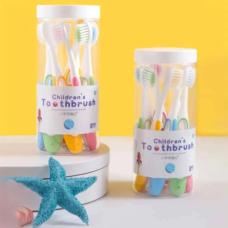 BrightSmiles 8 PCS Kids' Soft Bristle Toothbrushes - Gentle Care in Convenient Barrel Packaging