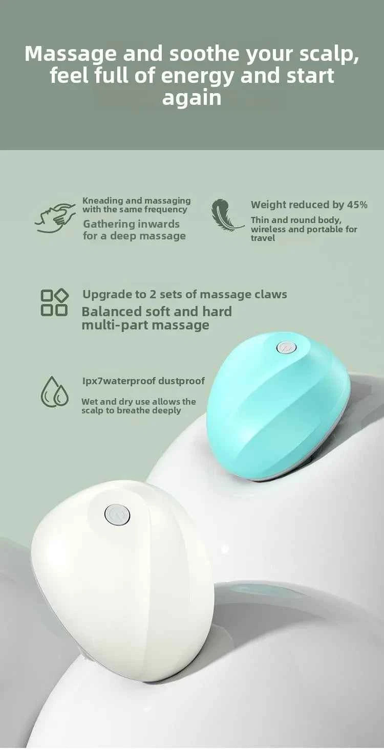 Rechargeable Electric Scalp Massager - Waterproof Handheld Device with 4 Massage Claws for Stress Relief & Relaxation