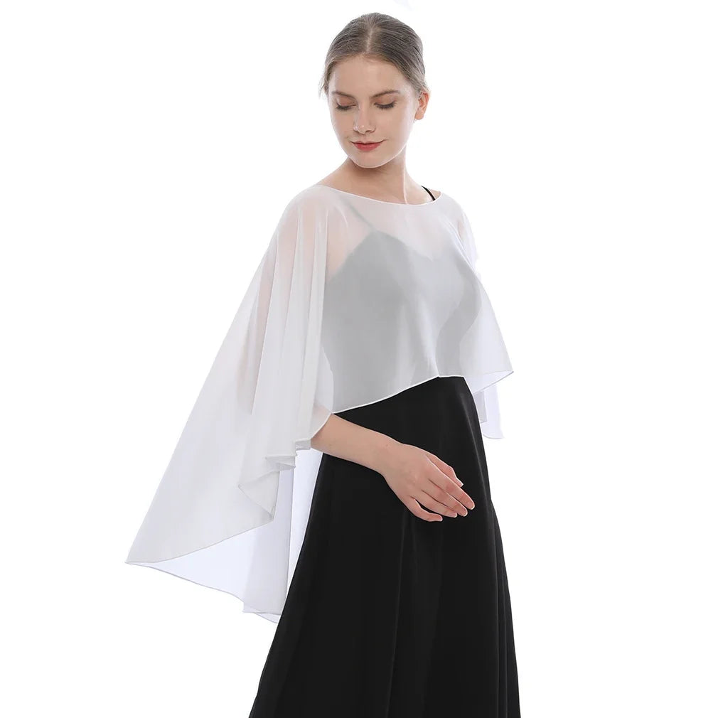 Women Chiffon Capes Shawl Ladies Evening Wedding Party Capes Shrug Ladies Bridal Lightweight Long Shawl and Wraps Dress Cover Up