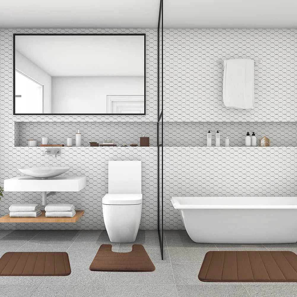 1/2/3Pieces Memory Foam Bathroom Mat Set Non-slip Bath Mat Super Absorbent Water Bathroom Floor Mat Machine Washable Toilet Rug The jack market .AU The jack market .AU $ 28 14:366#Navy;183:200007741#B 50x80CM