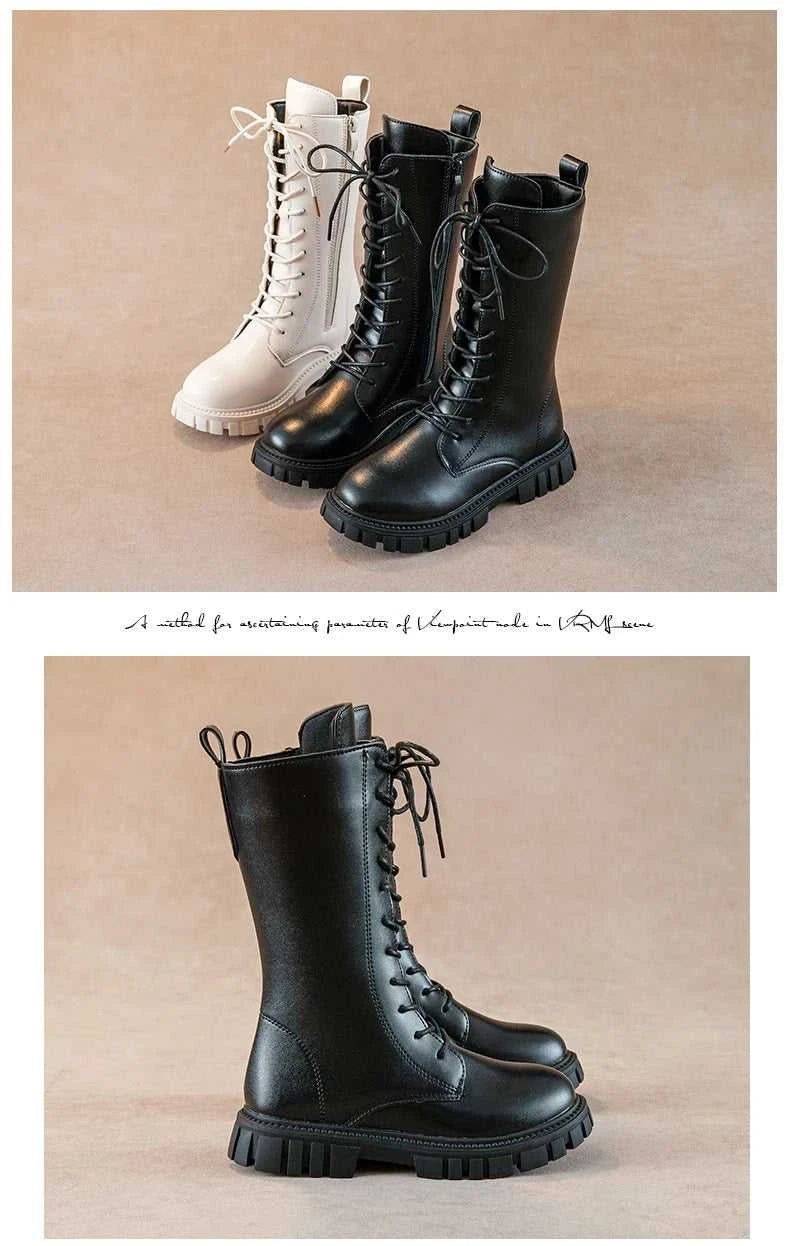Girls Princess High Boots Black Beige Versatile Kids Causal Boots Spring Autumn Non-slip Children's Long Boots Solid Color PU The jack market .AU The jack market .AU $ 46 14:771#black;200000124:100010440