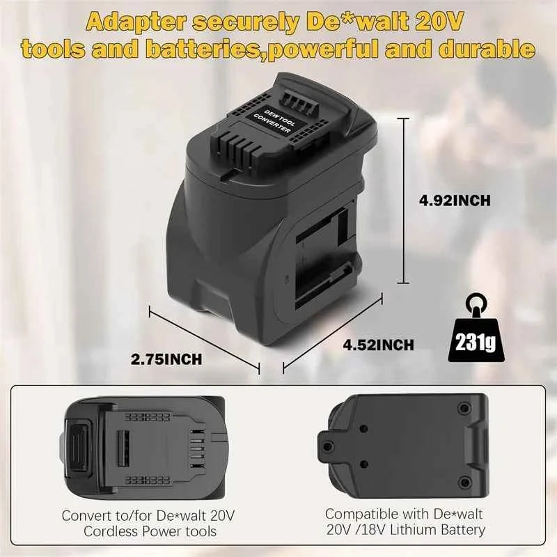 Portable Dual Battery 2-in-1 Battery Adapter Converter for Dewalt 18V 20V Li-ion Batteries for Dewalt 20V Cordless Power Tools