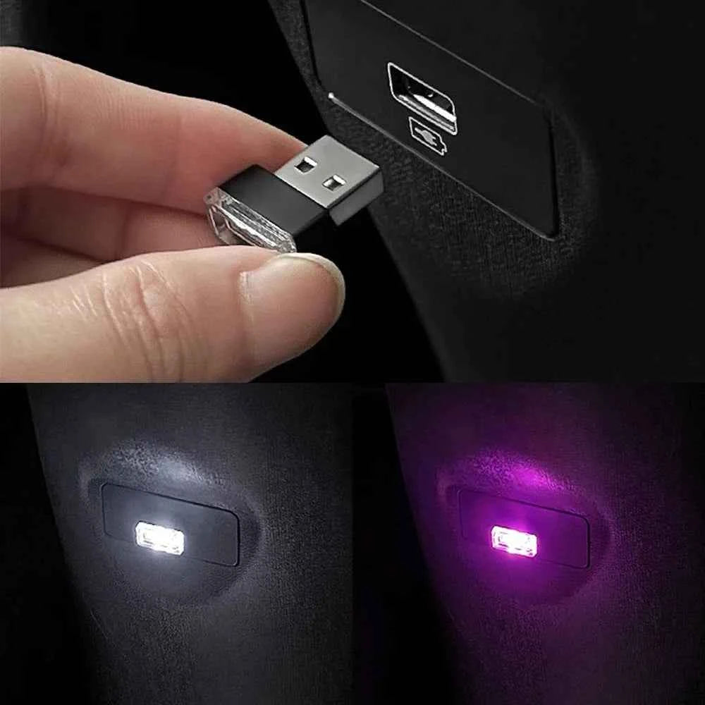 2PCS USB LED Car Light Interior Mini Atmosphere Light Emergency Lighting Light PC Auto Colorful Decorative Lamp