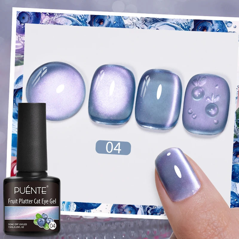 PUENTE Cat Eye Magnetic Gel Nail Polish - Vibrant Starry Galaxy Effect, Soak Off UV, 7.5ML
