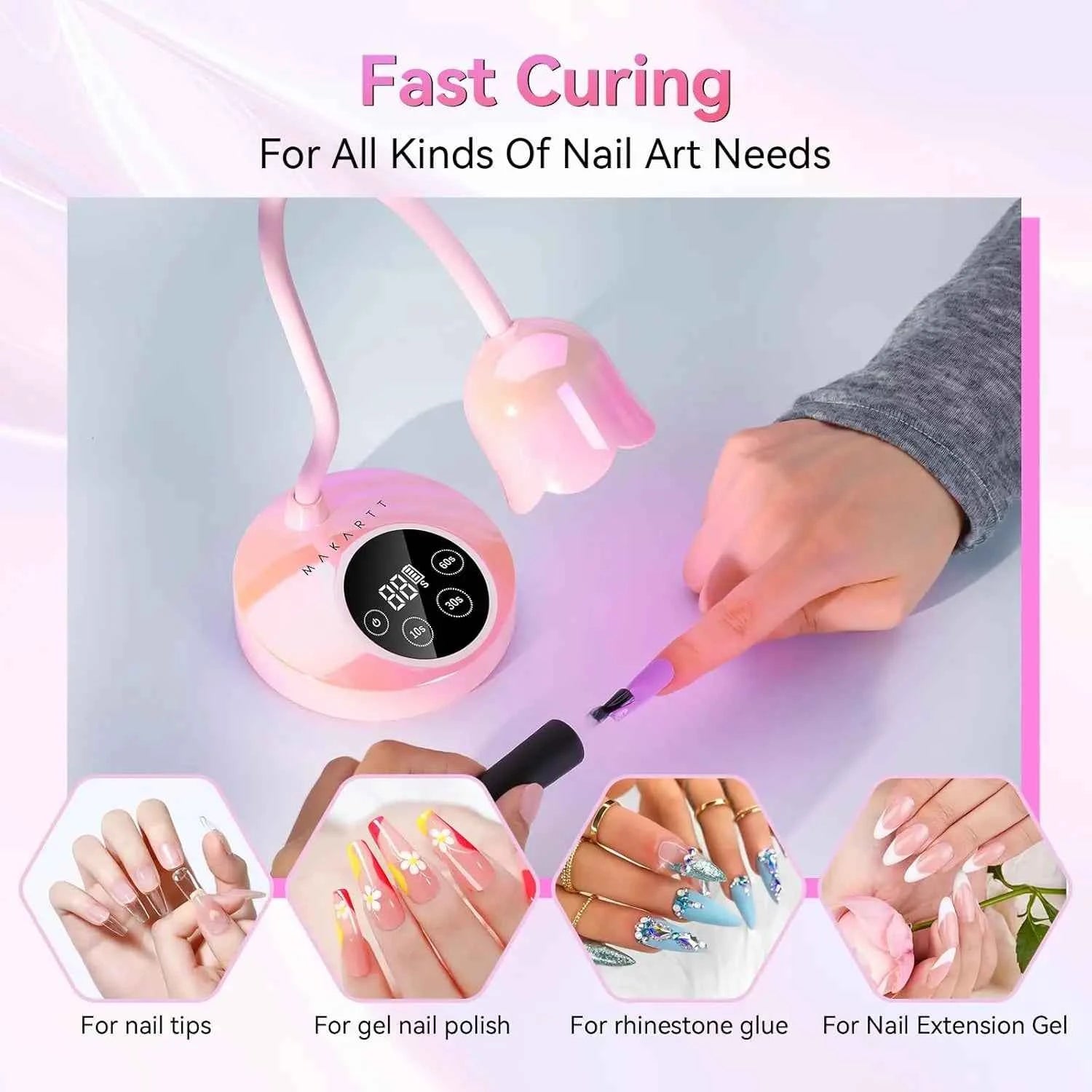 Makartt Mini UV LED Nail Lamp - Rechargeable & Fast-Curing Gooseneck Design for Perfect Gel Nails at Home
