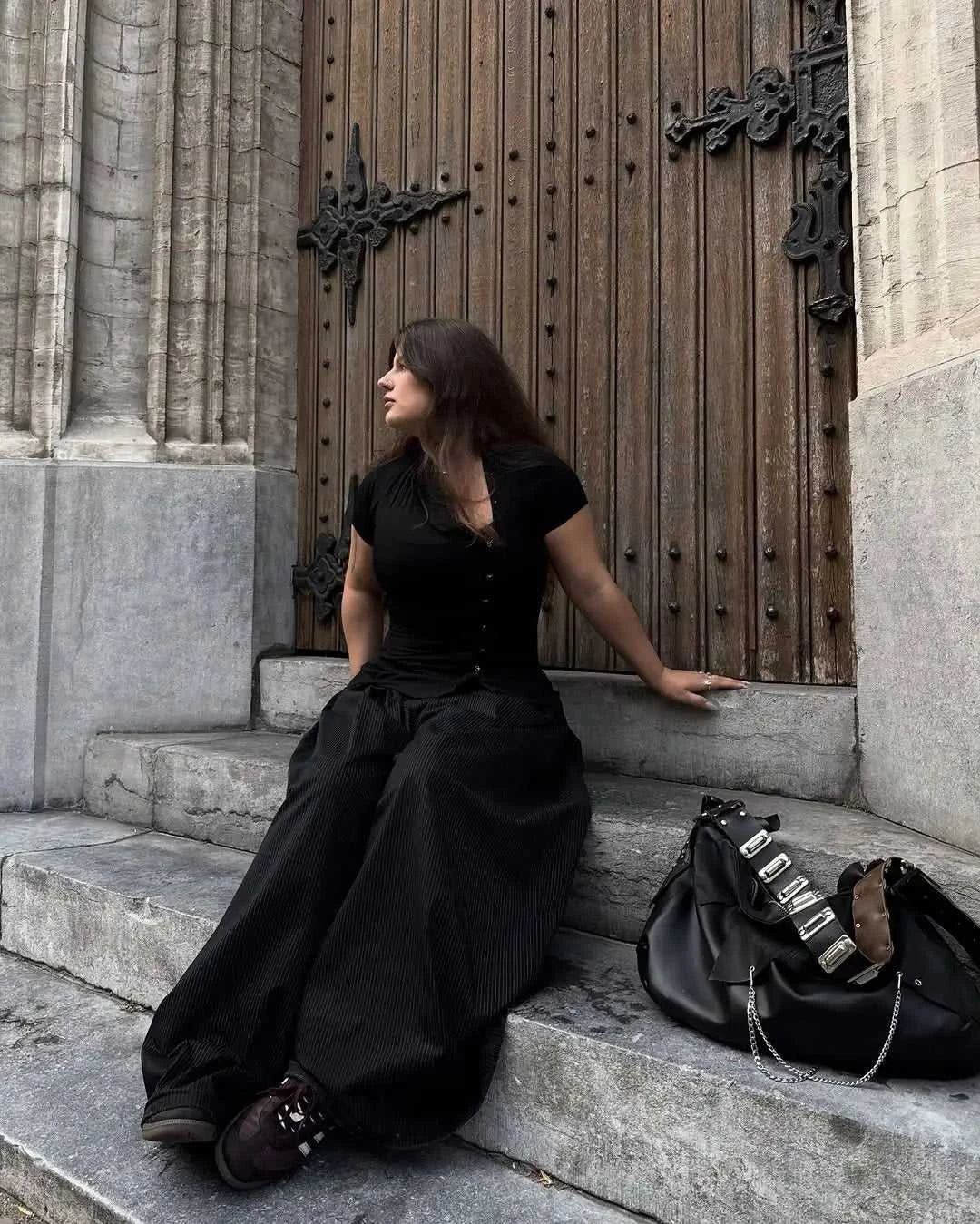 Women Vintage Black Irregular Buttons Top Fashion Solid Lapel Short Sleeve Slim Cropped Blouse 2026 Lady Daily Street Y2k Tops The jack market .AU The jack market .AU Woman Fashion $ 82 14:771#Picture Color;5:361386