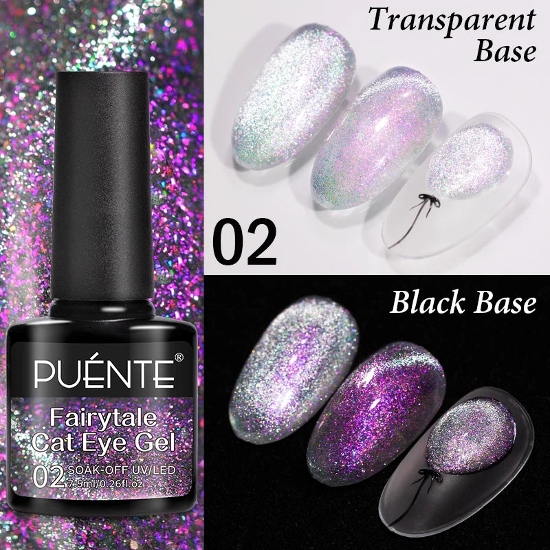 PUENTE Cat Eye Magnetic Gel Nail Polish - Vibrant Starry Galaxy Effect, Soak Off UV, 7.5ML