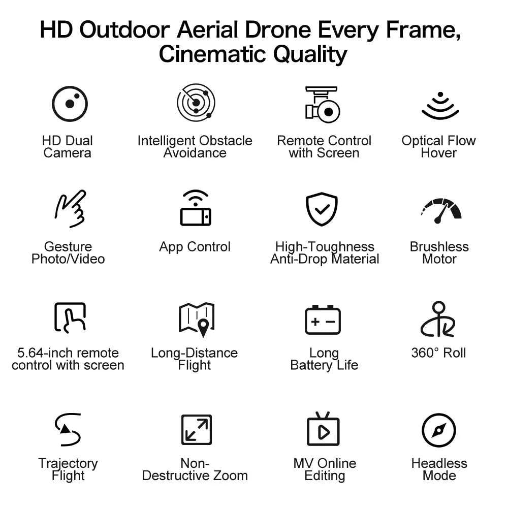 NEW Foldable Drone With Screen Control 8k Aerial Photography Optical Flow Positioning 360° Obstacle Avoidance Helicopter Drone The jack market .AU The jack market .AU Drones $ 133 14:29#4k-Dark Grey